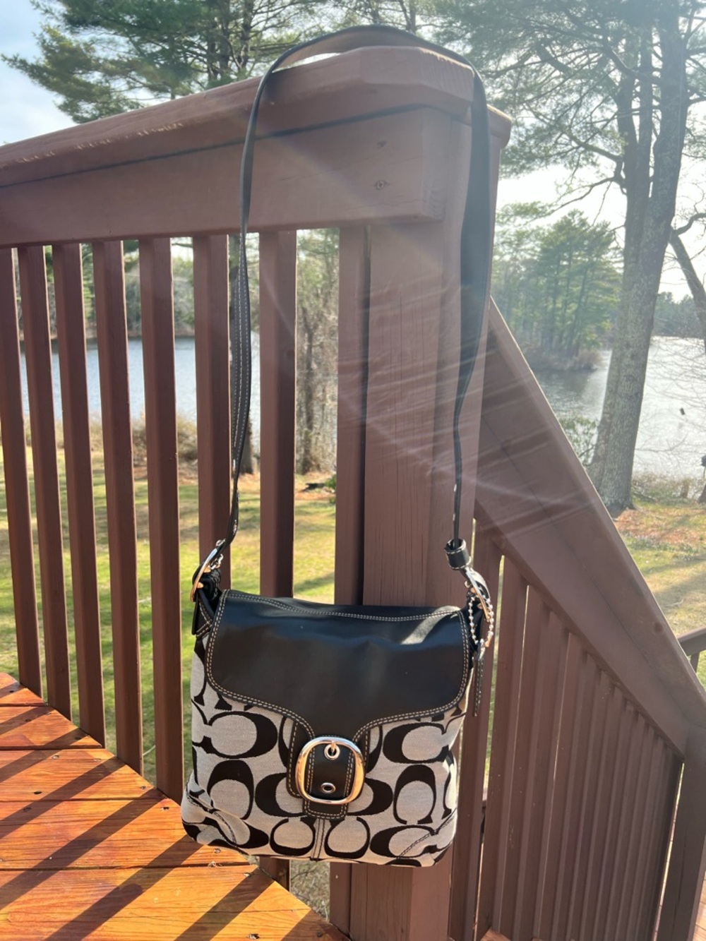 COACH BLEEKER BAG / BLACK & GRAY SIGNATURE JACQUARD / F13360